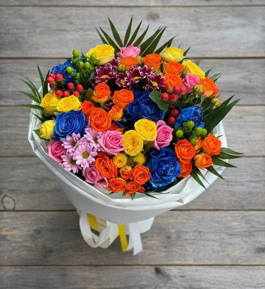 Букет цветов из: Розы и Хризантемы в Красная Долина