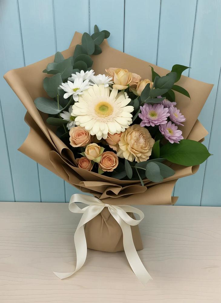 Букет цветов из: Герберы и Хризантемы в Красная Долина