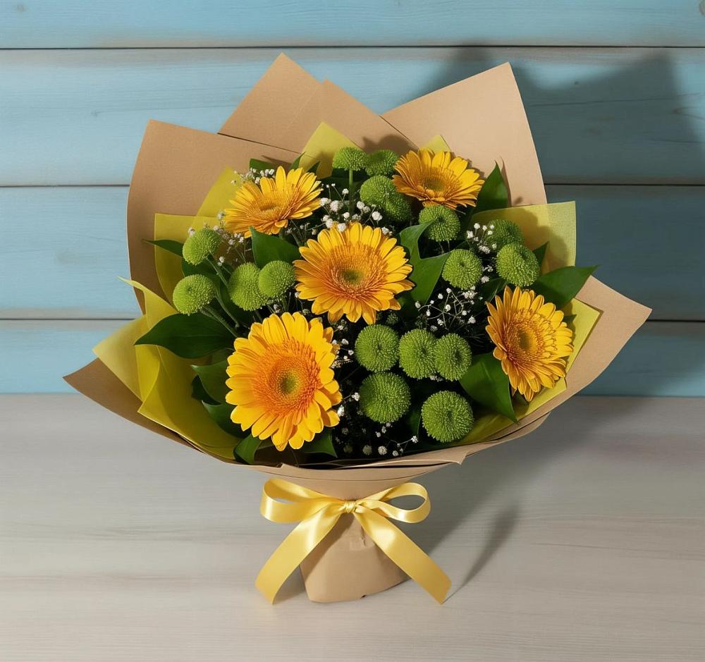 Букет цветов из: Герберы и Хризантемы в Красная Долина
