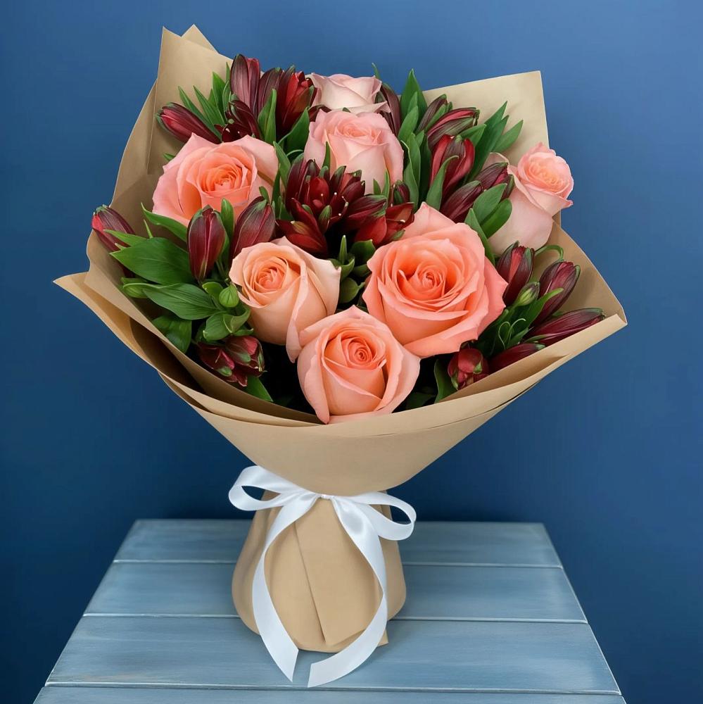 Букет цветов из: Розы и Альстромерии в Красная Долина