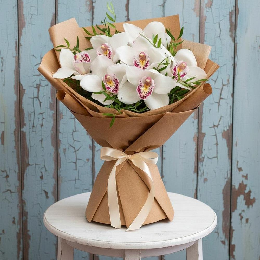 Букет цветов из: Орхидеи и Розы в Красная Долина