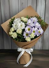 Букет цветов из:  Хризантемы и Розы в Красная Долина