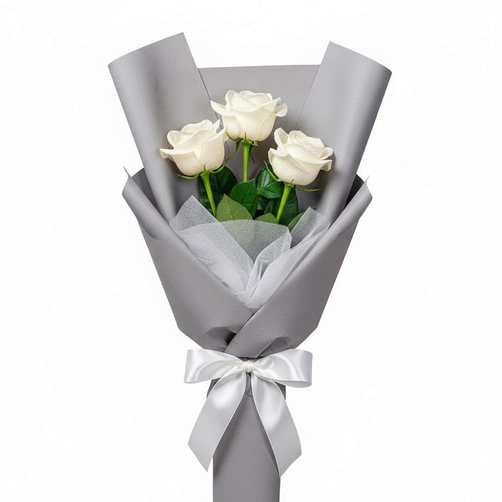 Букет 3 белые розы в Красная Долина
