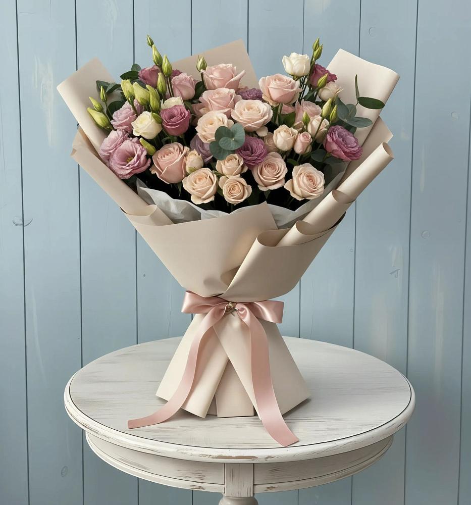 Букет цветов из: Розы и Лизиантусы в Красная Долина