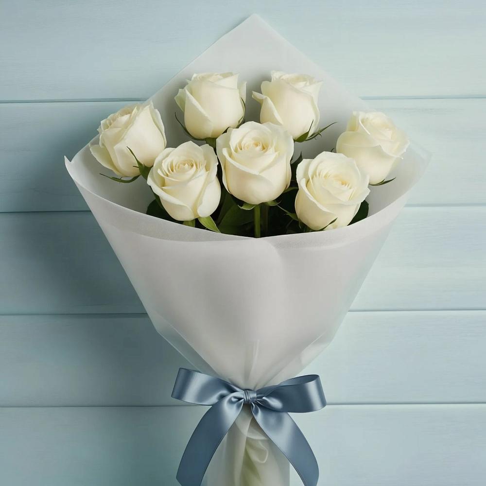 Букет 7 Белых роз Эдлесс Лав в Красная Долина